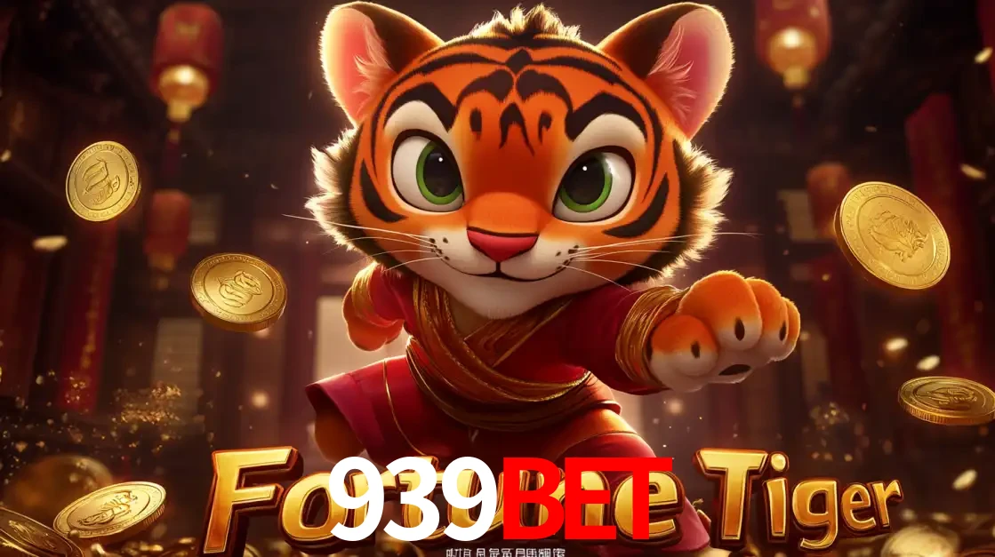 O carismático mascote do jogo de slot Fortune Tiger, um tigre fofo em pose de artes marciais, pronto para trazer sorte e multiplicadores de ganhos no cassino online 939BET.
